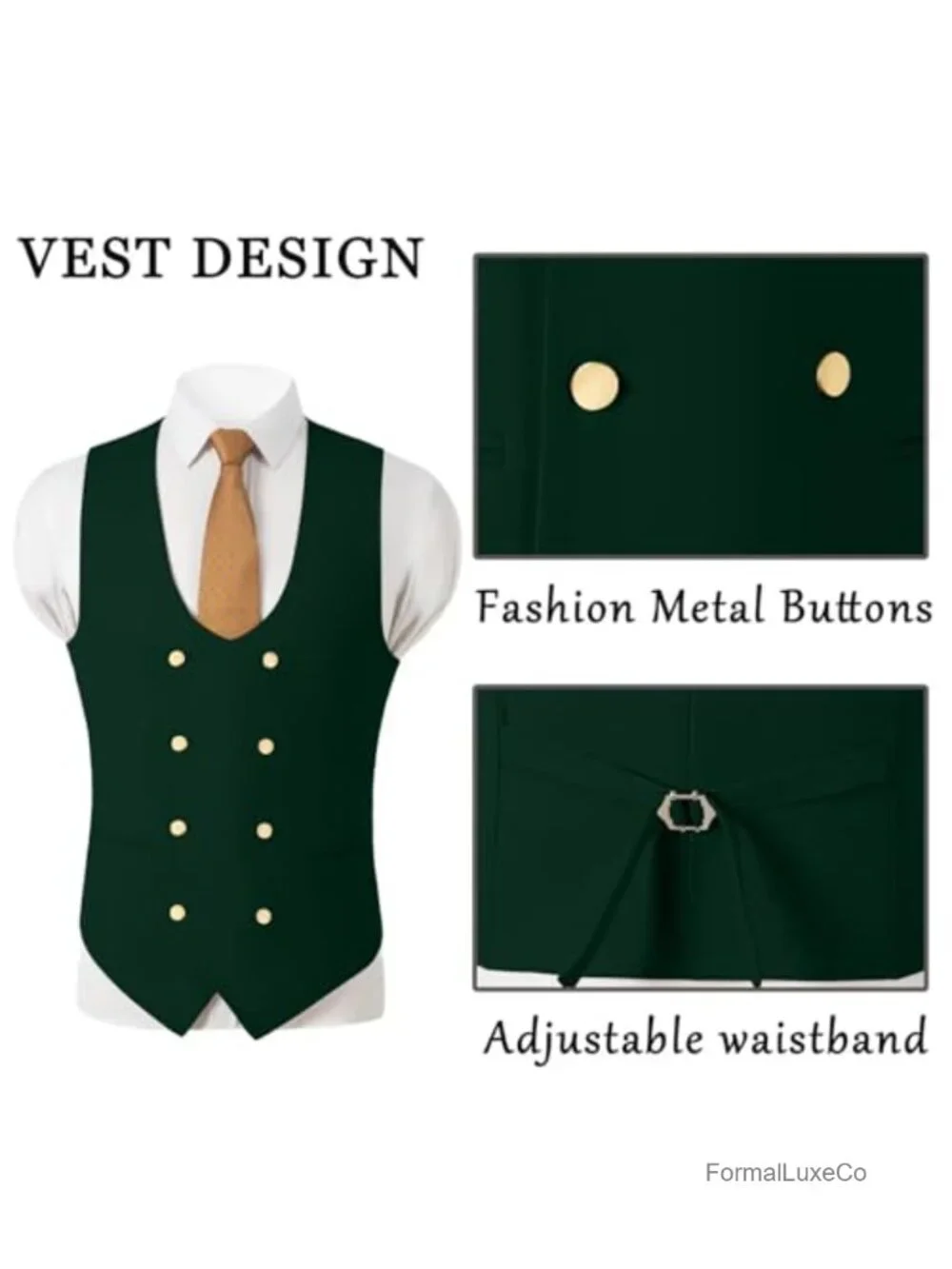 Men's Slim Fit 3-Piece Tuxedo Suit Set with Vest, Jacket & Pants